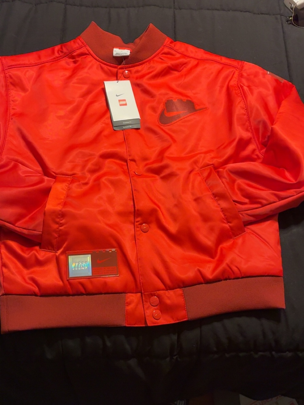 Nike Kids Red Satin Bomber Jacket